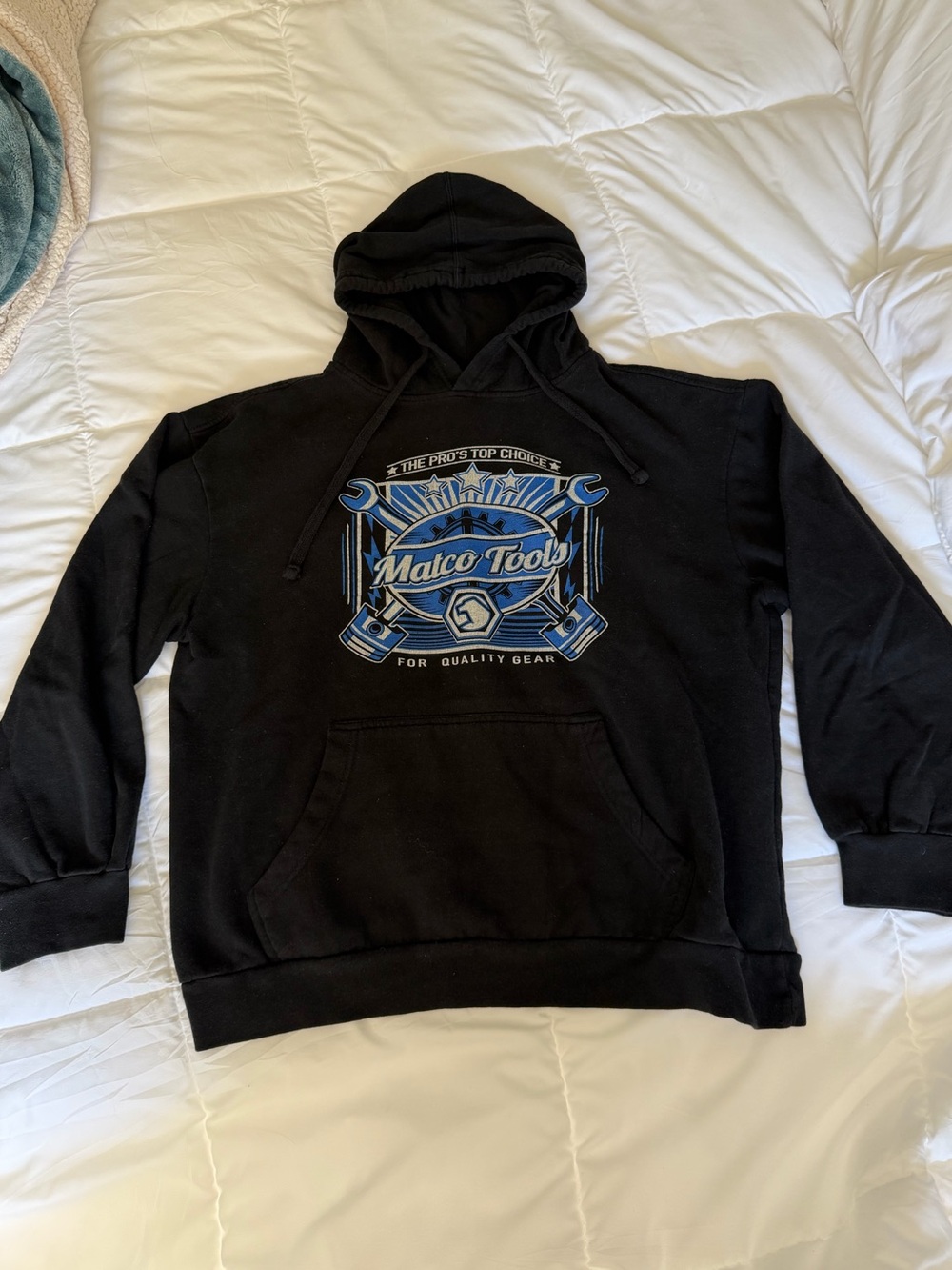 Men’s Black Matco Tools Hooded Sweatshirt with Blue Logo